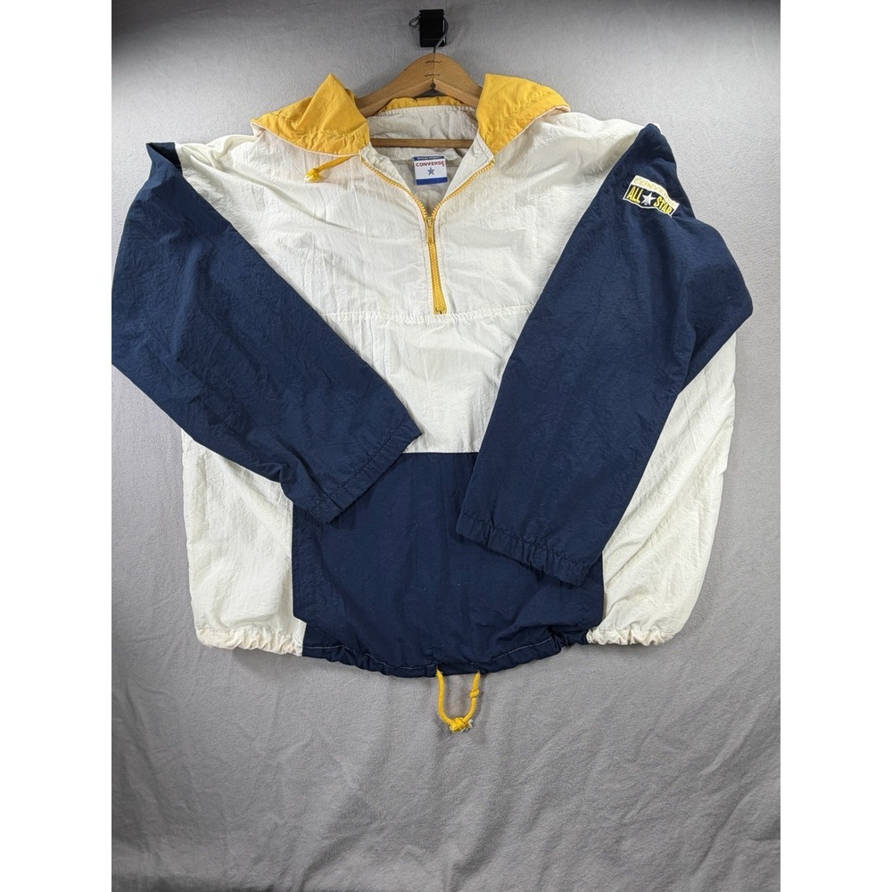 Vintage Converse Windbreaker Mens L 90s USA Colorblock Anorak Jacket